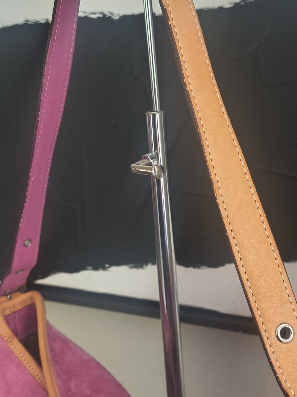 Coach Pink Suede Shoulder Bag with Tan Leather Trim - Picture 5 of 15